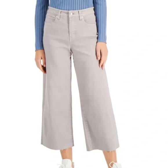OAT NY High-Rise Wide- Leg Crop Jean Size 24 in Grey - Picture 1 of 8